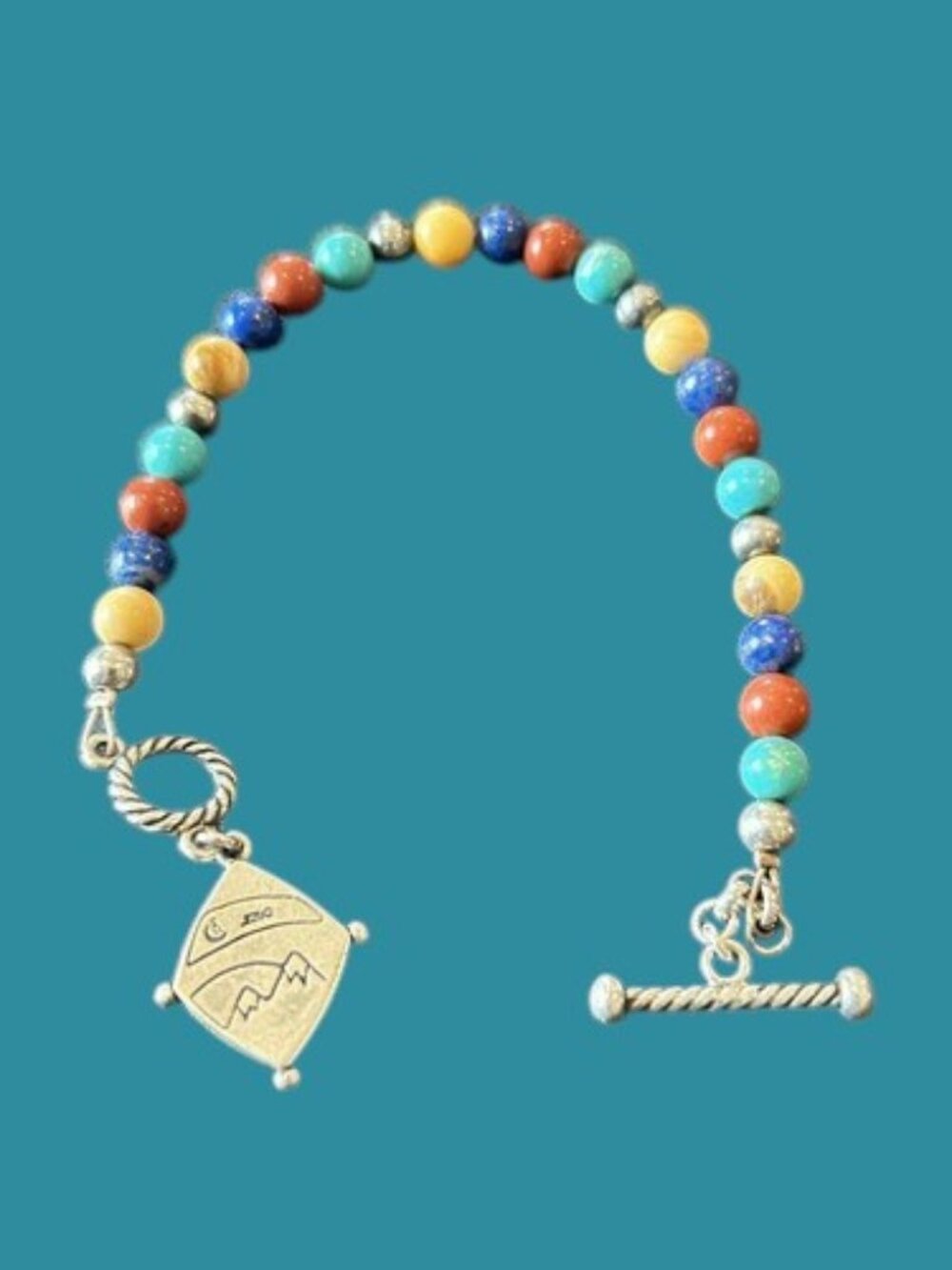 7.5" Carolyn Pollack Relios Bead Bracelet 925 Sterling